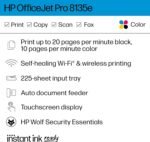 HP OfficeJet Pro 8135e Wireless All-in-One Color Inkjet Printer, Print,